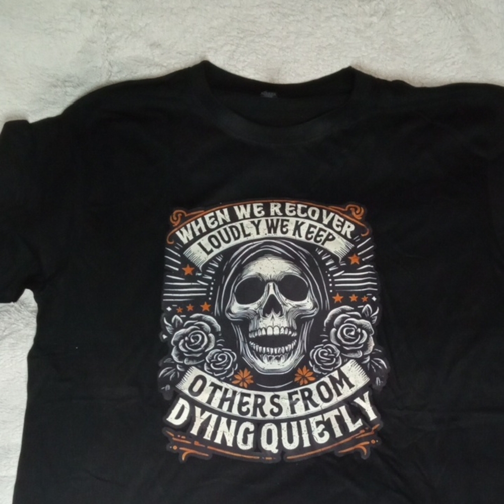 Black Graphic Tee with Skull Design